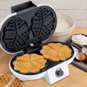 1000W Waffle Maker with Non-Stick Plate Double Heart Waffle Iron Stainless Steel Housing Waffle Iron Machine for Home Breakfast