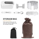 Mini Folding Stove Lunch Box Folding Windshield Steaming Rack Spoon Fork Combo Set