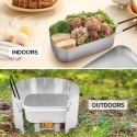 Mini Folding Stove Lunch Box Folding Windshield Steaming Rack Spoon Fork Combo Set