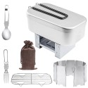 Mini Folding Stove Lunch Box Folding Windshield Steaming Rack Spoon Fork Combo Set