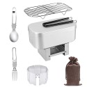 Mini Folding Stove Lunch Box Folding Windshield Steaming Rack Spoon Fork Combo Set