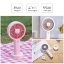 Mini Handheld Desk USB Fan Cute Bear Shape 3 Gears Adjustable Colorful Light with Rope Portable for Travel Office Study