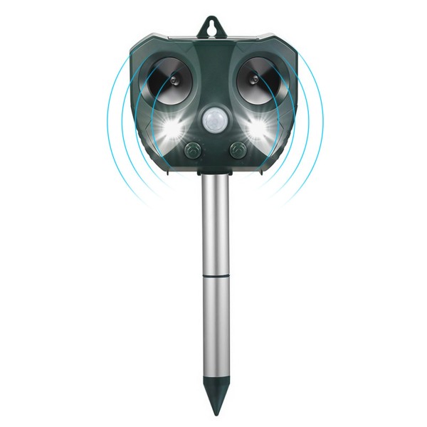Solar Animal Repeller Ultrasonic Animal Repellent Outdoor Weatherproof Farm Garden Repellent with Flashing Light Motion Detector Squirrel, Raccoon, Skunk, Rabbit, Rat, Mole, Deer