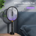 3 in 1 Electric Fly Swatter Portable Handheld USB Rechargeable Mosquito Zapper Killer Lamp & Racket with Table Wall Holder