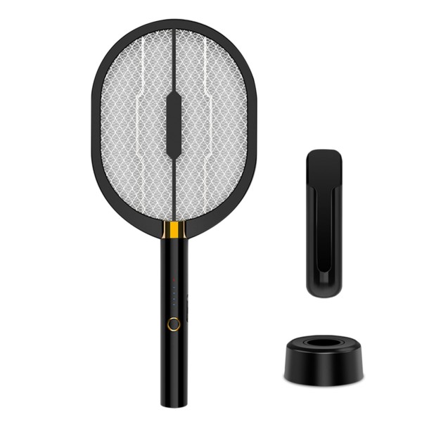 3 in 1 Electric Fly Swatter Portable Handheld USB Rechargeable Mosquito Zapper Killer Lamp & Racket with Table Wall Holder