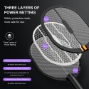 3 in 1 Electric Fly Swatter Portable Handheld USB Rechargeable Mosquito Zapper Killer Lamp & Racket with Table Wall Holder