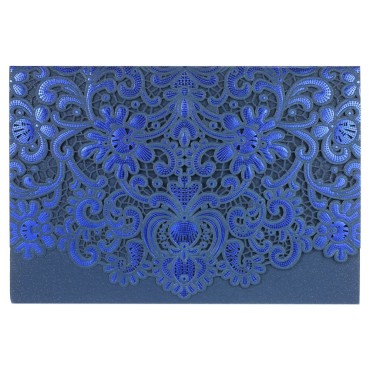 10pcs Pearl Paper Embossment Invitation Cards Invitation Holders for Wedding Birthday Party Anniversay--Blue