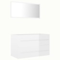 2 Piece Bathroom Furniture Set High Gloss White Chipboard