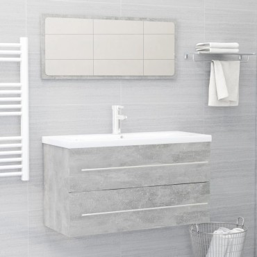 2 Piece Bathroom Furniture Set Concrete Grey Chipboard