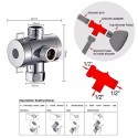 1/2 Inch 3-Way T-adapter Bath Shower Head Arm Mounted Diverter Valve Tap
