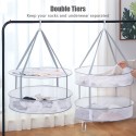 2 Layers Mesh Clothes Hanging Dryer Collapsible Sweater Hanging Drying Rack 2-Tier Foldable Mesh Basket Dryer Net Multifunction for Clothing Underwear Socks Sweater Laundry Herb (45cm/ 17.7in)