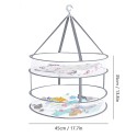 2 Layers Mesh Clothes Hanging Dryer Collapsible Sweater Hanging Drying Rack 2-Tier Foldable Mesh Basket Dryer Net Multifunction for Clothing Underwear Socks Sweater Laundry Herb (45cm/ 17.7in)