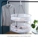 2 Layers Mesh Clothes Hanging Dryer Collapsible Sweater Hanging Drying Rack 2-Tier Foldable Mesh Basket Dryer Net Multifunction for Clothing Underwear Socks Sweater Laundry Herb (45cm/ 17.7in)