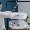2 Layers Mesh Clothes Hanging Dryer Collapsible Sweater Hanging Drying Rack 2-Tier Foldable Mesh Basket Dryer Net Multifunction for Clothing Underwear Socks Sweater Laundry Herb (45cm/ 17.7in)