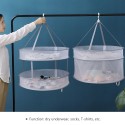 2 Layers Mesh Clothes Hanging Dryer Collapsible Sweater Hanging Drying Rack 2-Tier Foldable Mesh Basket Dryer Net Multifunction for Clothing Underwear Socks Sweater Laundry Herb (45cm/ 17.7in)