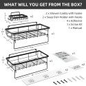 2 Pack Shower Shelf With Towel Rack 2 Pack Soap Holder Set Wall Mounted Bathroom Shelf Drilling/Self-Adhesive Shower Storage Basket Storage Rack for Toilet Dorm Kitchen