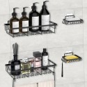 2 Pack Shower Shelf With Towel Rack 2 Pack Soap Holder Set Wall Mounted Bathroom Shelf Drilling/Self-Adhesive Shower Storage Basket Storage Rack for Toilet Dorm Kitchen
