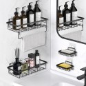 2 Pack Shower Shelf With Towel Rack 2 Pack Soap Holder Set Wall Mounted Bathroom Shelf Drilling/Self-Adhesive Shower Storage Basket Storage Rack for Toilet Dorm Kitchen