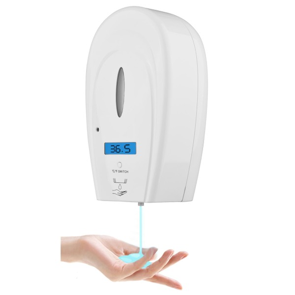 1000ML Automatic Soap Dispenser Wall-mounted Touchless Spray/ Gel/ Foaming Soap Dispenser Automatic Temperature Measurement High Temperature Alarm with Infrared Motion Sensor LCD Screen for Home Office Hotel Bathroom Kitchen