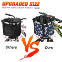 Collapsible Bike Basket Flower Printed Small Pet Cat Dog Carrier Bag Detachable Bicycle Handlebar Front Basket Cycling Front Bag Handbag