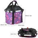Collapsible Bike Basket Flower Printed Small Pet Cat Dog Carrier Bag Detachable Bicycle Handlebar Front Basket Cycling Front Bag Handbag