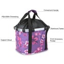 Collapsible Bike Basket Flower Printed Small Pet Cat Dog Carrier Bag Detachable Bicycle Handlebar Front Basket Cycling Front Bag Handbag