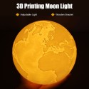 3D Printing Touching Earth Light USB Rechargeable 2-Color Dimmable Night Lamp Bedroom Decor with Wooden Stand