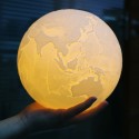 3D Printing Touching Earth Light USB Rechargeable 2-Color Dimmable Night Lamp Bedroom Decor with Wooden Stand