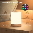 Bedside Table Lamp Touch Sensor Night Lights White & RGB Light Adjustable Timing Brightness Light Modes Table Lamp for Bedroom Breastfeeding Living Room Office