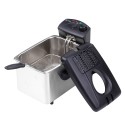 Electric Immersion Deep Fryer Frying Basket Detachable Lid with View Window Single Oil Tank Brushed Stainless Steel Hot Oil Cooker for Home Use EU Plug
