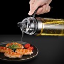 Auto Flip Olive Oil Dispenser Bottle 550mL Refillable Oil Dispenser Leakproof Condiment Container Wide Opening for Easy Refill  Cooking BBQ Salad Clear Glass il Bottle