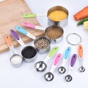 10PCS Measuring Cups and Spoons Set for Dry and Liquid Ingredients Baking Utensils Stainless Steel Silicone Heat-Resistant Cookware Set Kitchen Gadgets
