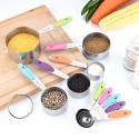 10PCS Measuring Cups and Spoons Set for Dry and Liquid Ingredients Baking Utensils Stainless Steel Silicone Heat-Resistant Cookware Set Kitchen Gadgets