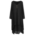 New Fashion Women Casual Loose Dress Solid Color Long Sleeve Boho Long Maxi Dress