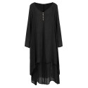 New Fashion Women Casual Loose Dress Solid Color Long Sleeve Boho Long Maxi Dress