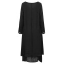 New Fashion Women Casual Loose Dress Solid Color Long Sleeve Boho Long Maxi Dress
