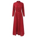 Women Chiffon Long Shirt Dress Solid Long Sleeves Button Belted Casual Maxi Dress Vestidos