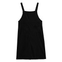 New Fashion Women Corduroy Vintage Dress Pocket Casual Strap Autumn Winter Loose Vest Overall Dress Black/Coffee