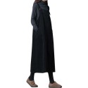 New Fashion Women Corduroy Vintage Dress Pocket Casual Strap Autumn Winter Loose Vest Overall Dress Black/Coffee