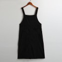New Fashion Women Corduroy Vintage Dress Pocket Casual Strap Autumn Winter Loose Vest Overall Dress Black/Coffee