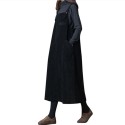New Fashion Women Corduroy Vintage Dress Pocket Casual Strap Autumn Winter Loose Vest Overall Dress Black/Coffee