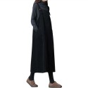 New Fashion Women Corduroy Vintage Dress Pocket Casual Strap Autumn Winter Loose Vest Overall Dress Black/Coffee