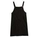 New Fashion Women Corduroy Vintage Dress Pocket Casual Strap Autumn Winter Loose Vest Overall Dress Black/Coffee