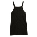 New Fashion Women Corduroy Vintage Dress Pocket Casual Strap Autumn Winter Loose Vest Overall Dress Black/Coffee