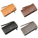 Men Wallet Baellerry PU Leather Fold Long Design High Capacity Multifunction Zipper Wristlet Clutch Bag