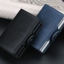 Fashion Men Anti RFID Double Layers Credit Card Holder PU Leather Metal ID Card Case Aluminum Card Protection Male Travel Wallet