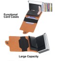 Fashion Men Anti RFID Double Layers Credit Card Holder PU Leather Metal ID Card Case Aluminum Card Protection Male Travel Wallet