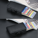 Fashion Men Anti RFID Double Layers Credit Card Holder PU Leather Metal ID Card Case Aluminum Card Protection Male Travel Wallet