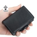 Fashion Men Anti RFID Double Layers Credit Card Holder PU Leather Metal ID Card Case Aluminum Card Protection Male Travel Wallet