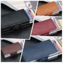 Fashion Men Anti RFID Double Layers Credit Card Holder PU Leather Metal ID Card Case Aluminum Card Protection Male Travel Wallet